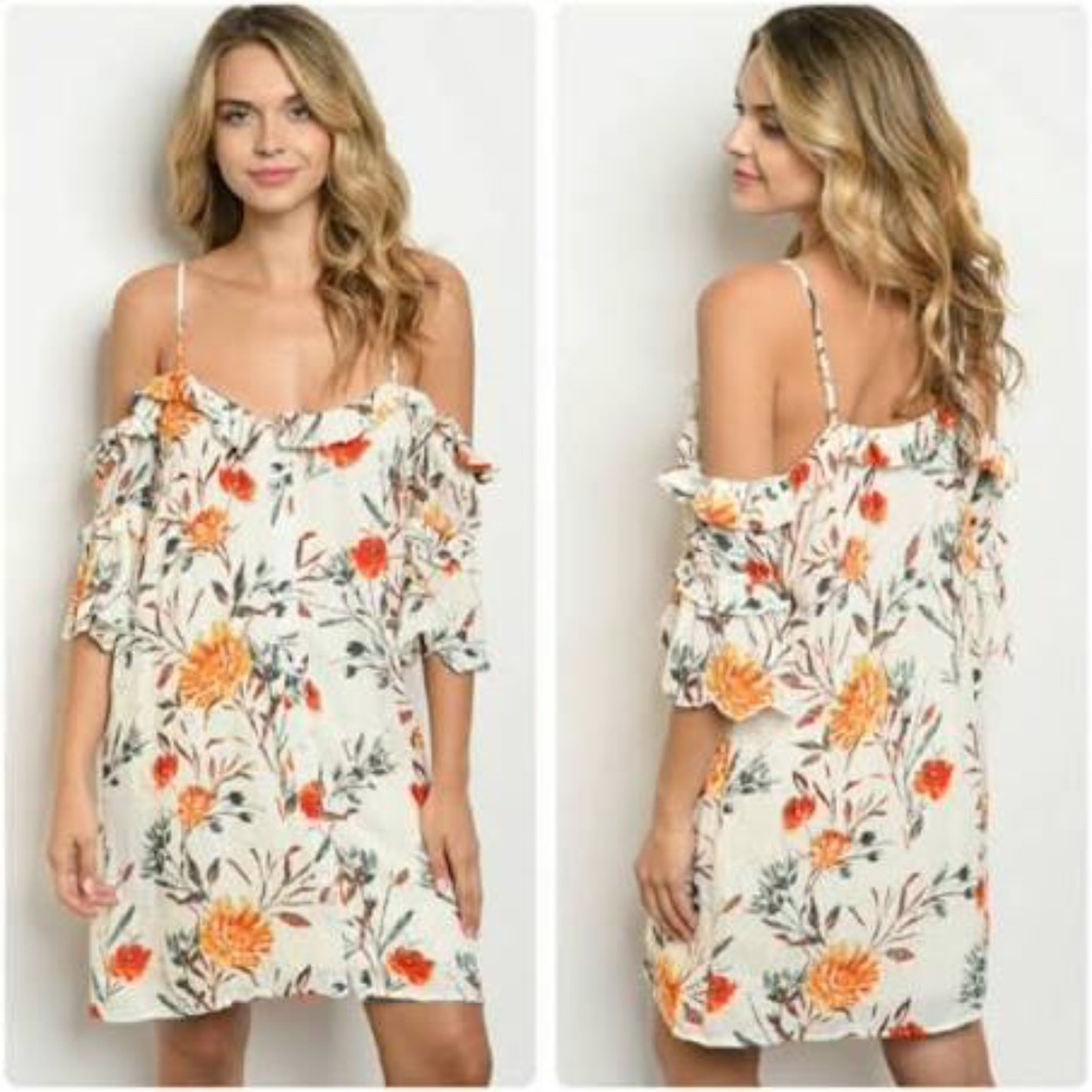 NWT DANCE & MARVEL FLORAL MIDI RUFFLED DRESS SZ. S